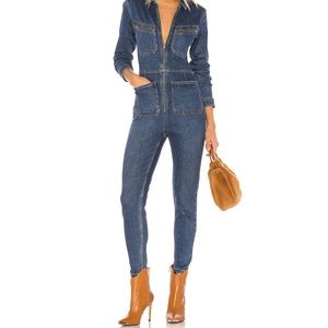 Free People Denim Long Sleeve Zip Jumpsuit XS - Never Worn